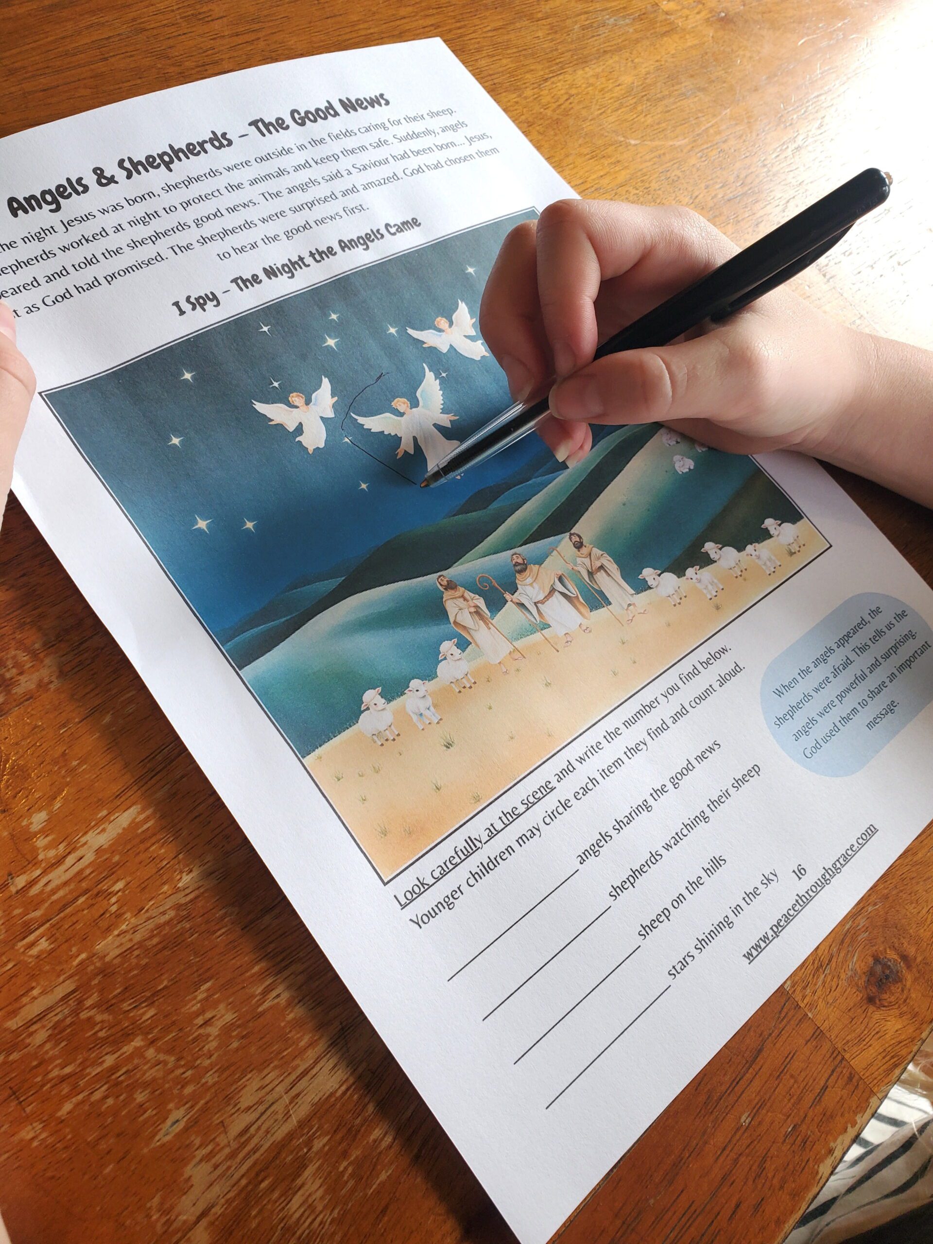 Example page of one of the activities included in the Nativity Christmas Unit Study