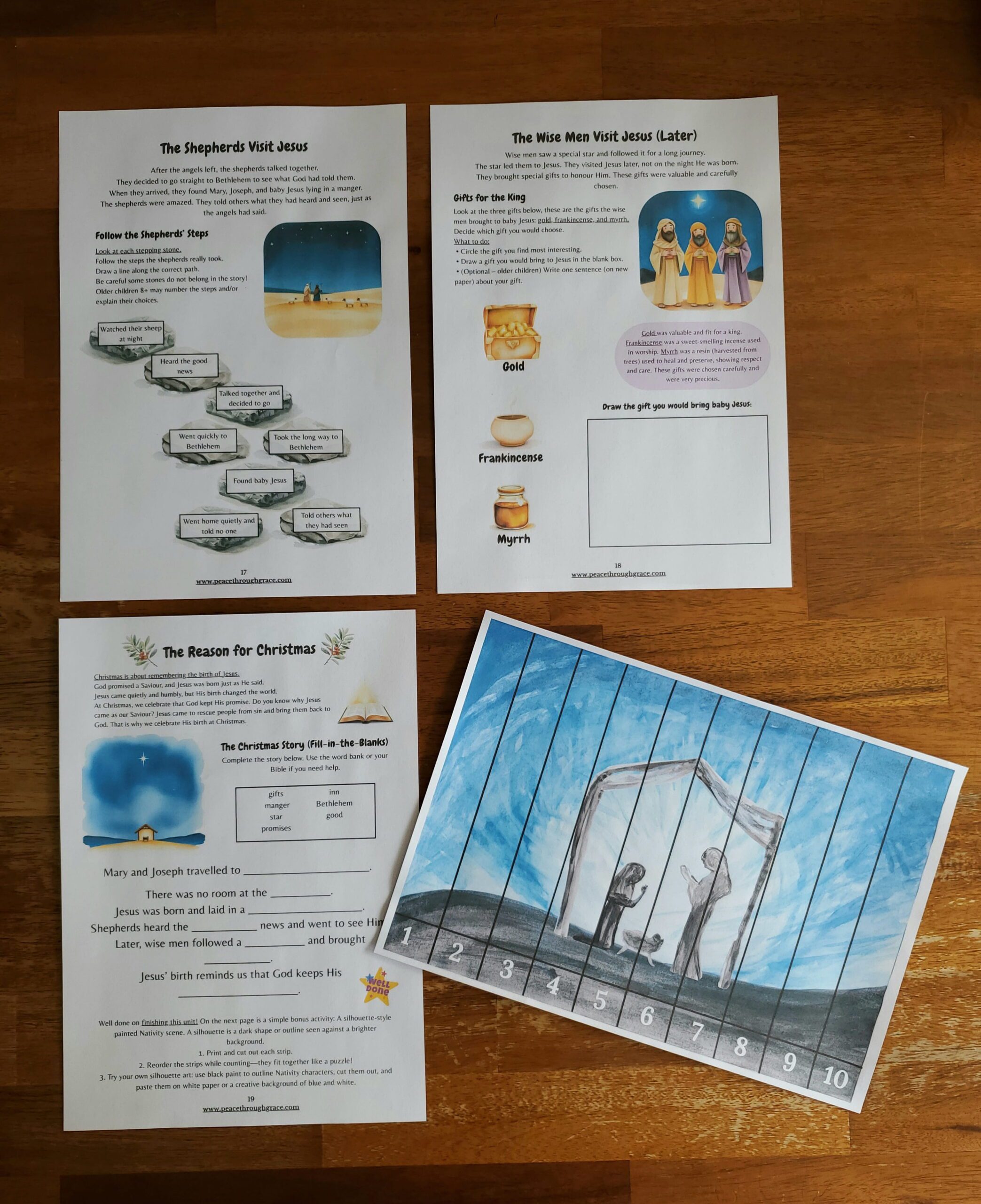 pages 17-20 in the Nativity Christmas Unit Study