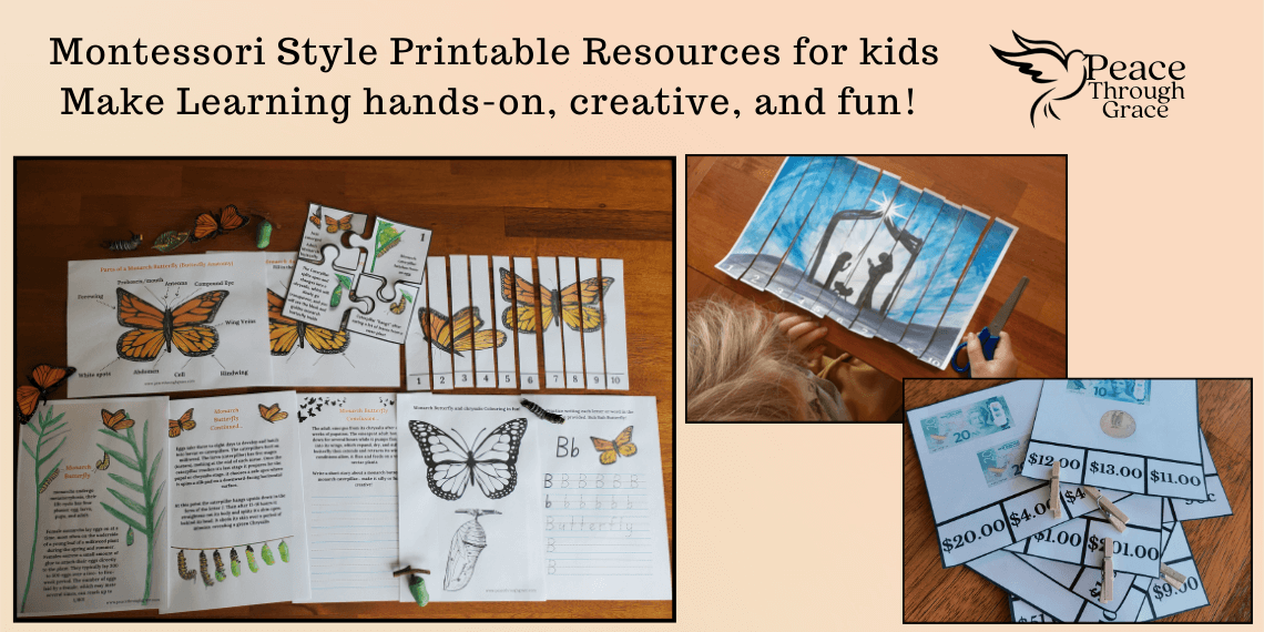 We sell Montessori style printable learning bundles for kids and other homeschooling resources like planners
