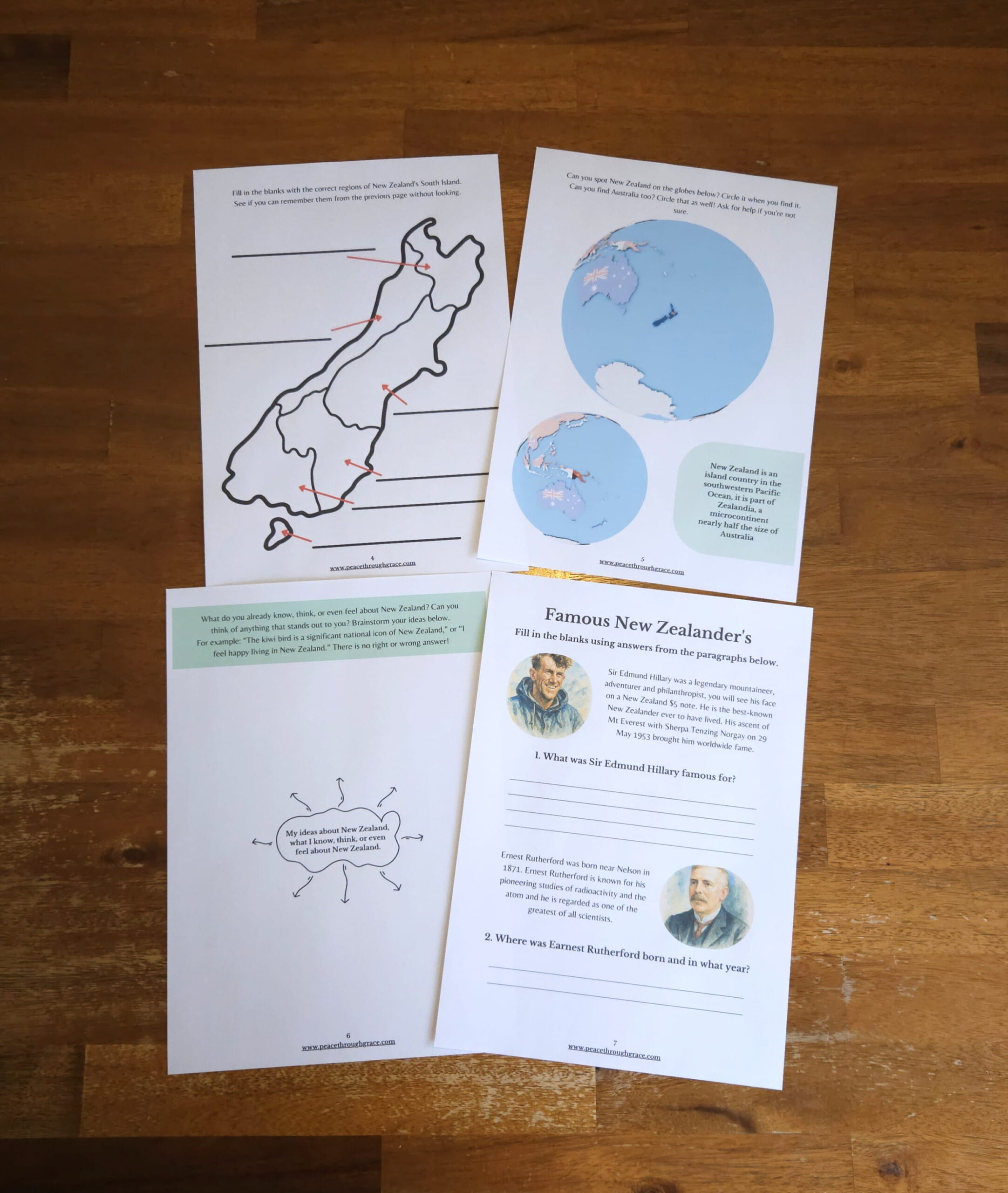 Pages 4-7 in the New Zealand Junior Geography Unit Study