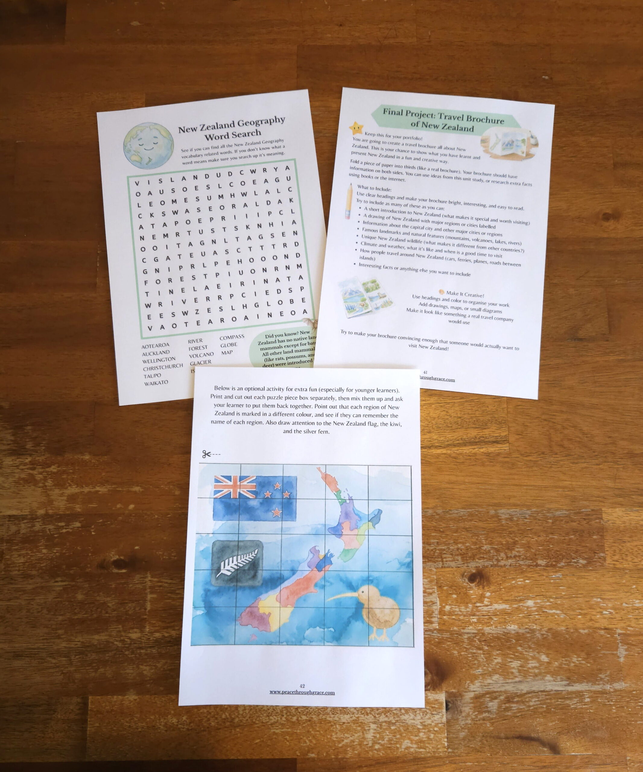 Pages 40-42 in the New Zealand Junior Geography Unit Study