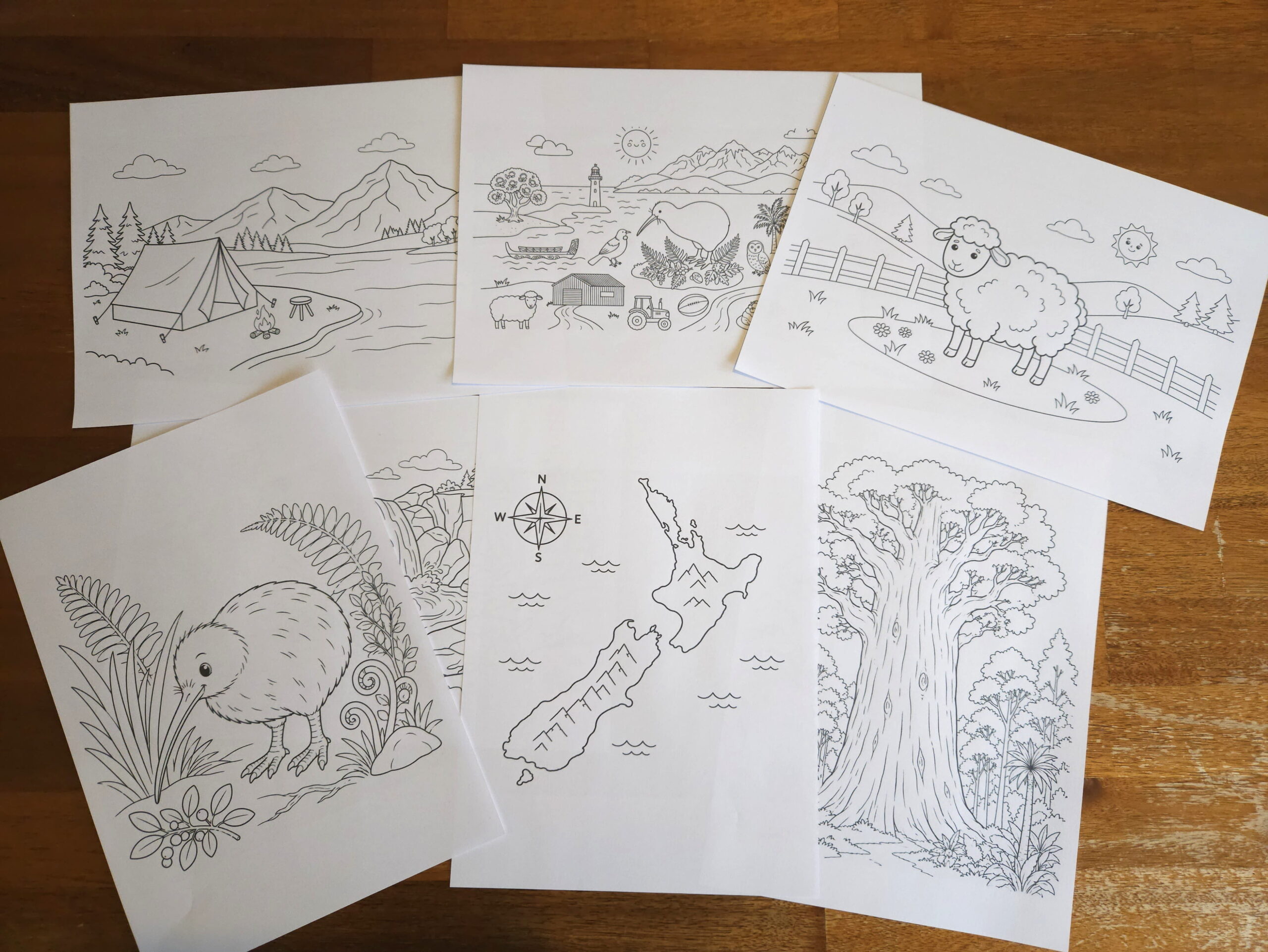 NZ Colouring in Pages included in the New Zealand Junior Geography Unit Study