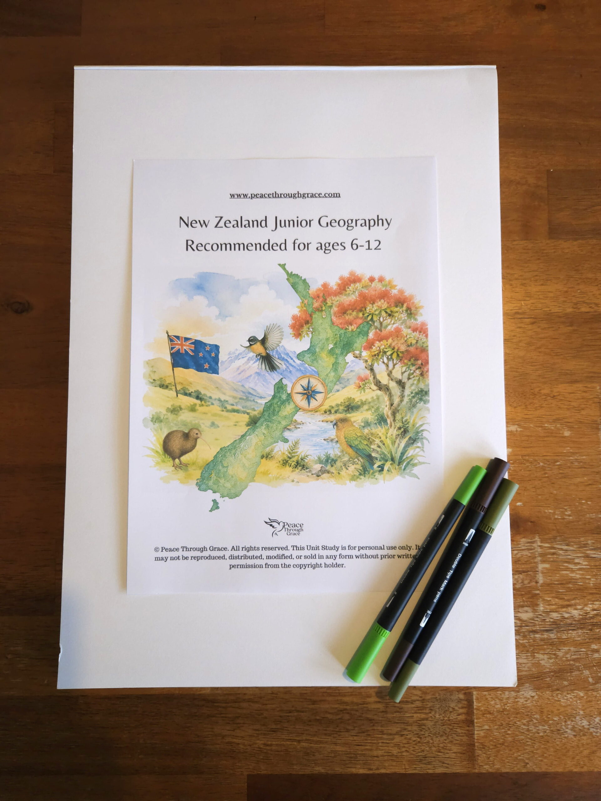 New Zealand Junior Geography (Ages 6-12) Unit Study Printable Bundle