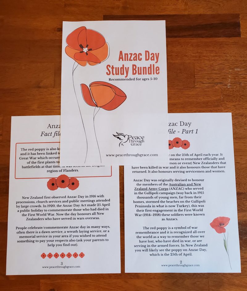 first three pages in the free anzac study bundle