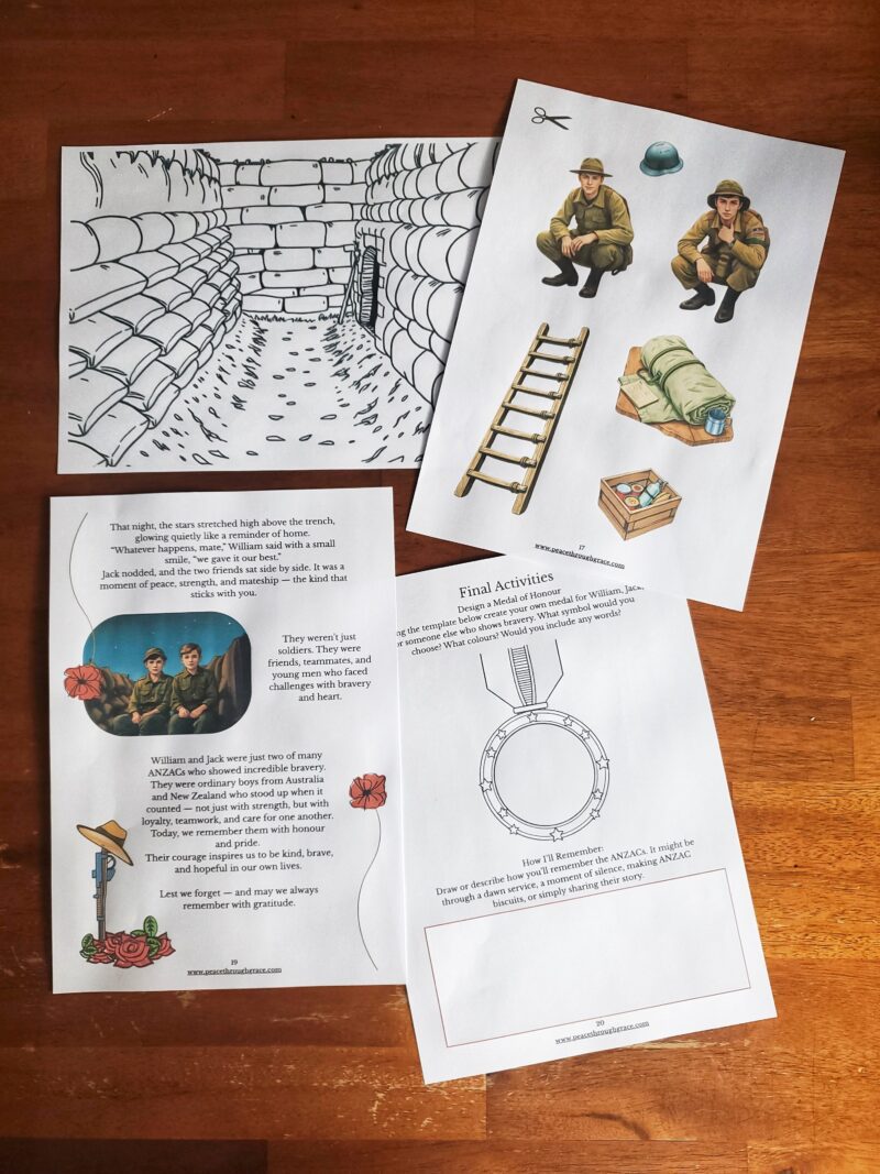 Really fun activities to solidify Anzac learning here, decorate and play your own trench activity, get creative with a design your own medal section plus more!
