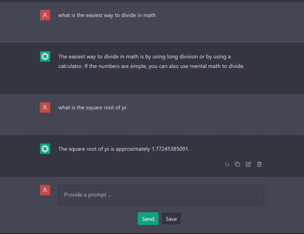 Ask chatGPT your homeschooling questions, like what is the square root of pi?